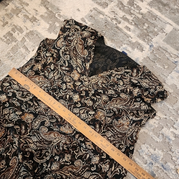 Venezia 100% silk midi dress. Black brown. Size 14/16. Y2K vintage. - Picture 14 of 14